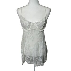 Victoria's Secret White Lace Babydoll Lingerie Teddy Cami‎ Top Underwire Size XL